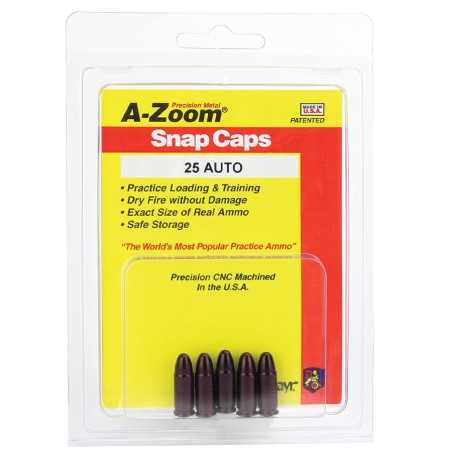 Cartouches de Manipulation x5 Cal 6,35 Browning (25 Auto) - Snap Caps A-Zoom