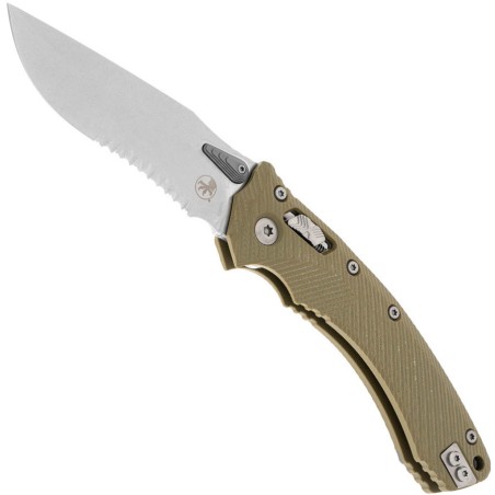 Amphibian RAM-LOK S/E G10 OD Green Fluted Stonewash Partial Serrated - Microtech