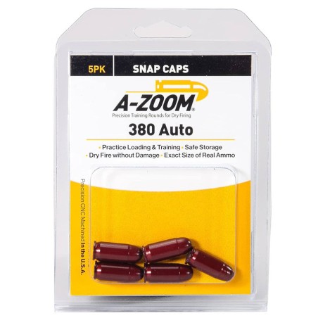 Cartouches de Manipulation x5 Cal 380 Auto (9mm Court) - Snap Caps A-Zoom