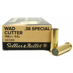 Ammo  .38 SPECIAL WAD CUTTER 148 GRS x50 - Sellier & Bellot